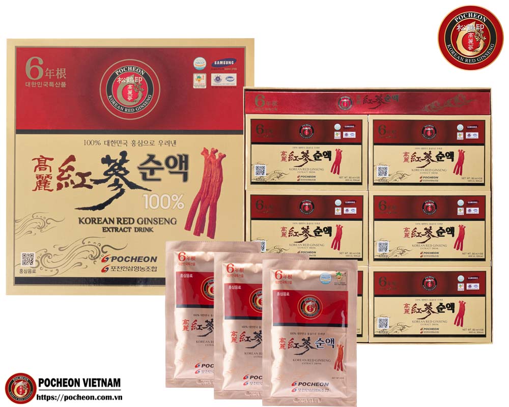 Nước hồng sâm POCHEON 100% nguyên chất Korean Red Ginseng Extract Drink