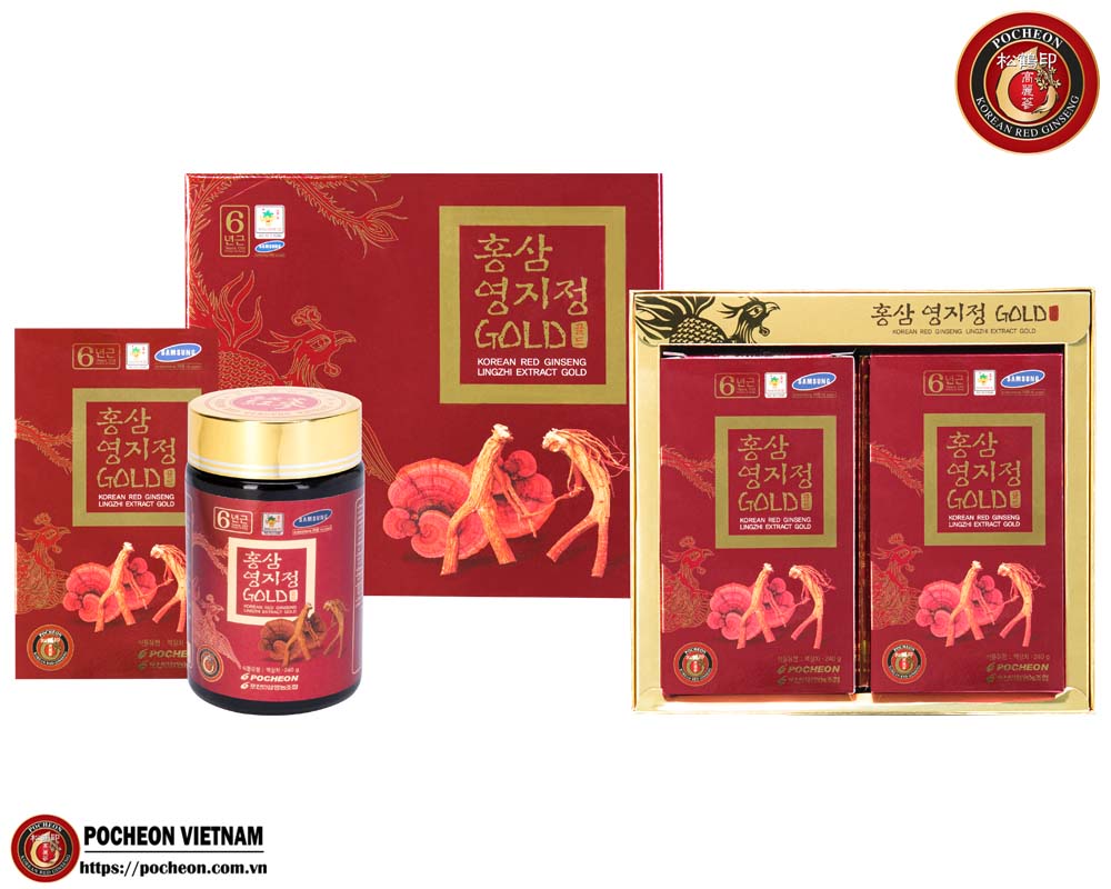 Cao hồng sâm Linh chi POCHEON Extract Gold 240g x 2 lọ