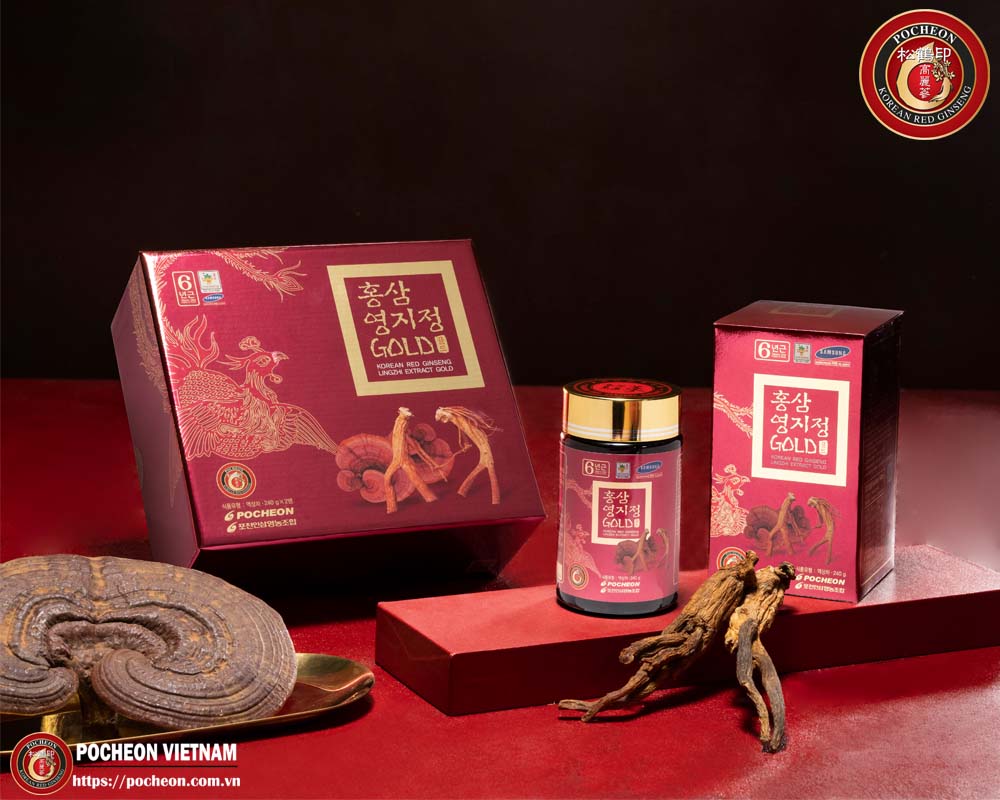 Cao hồng sâm Linh chi POCHEON Extract Gold 240g x 2 lọ